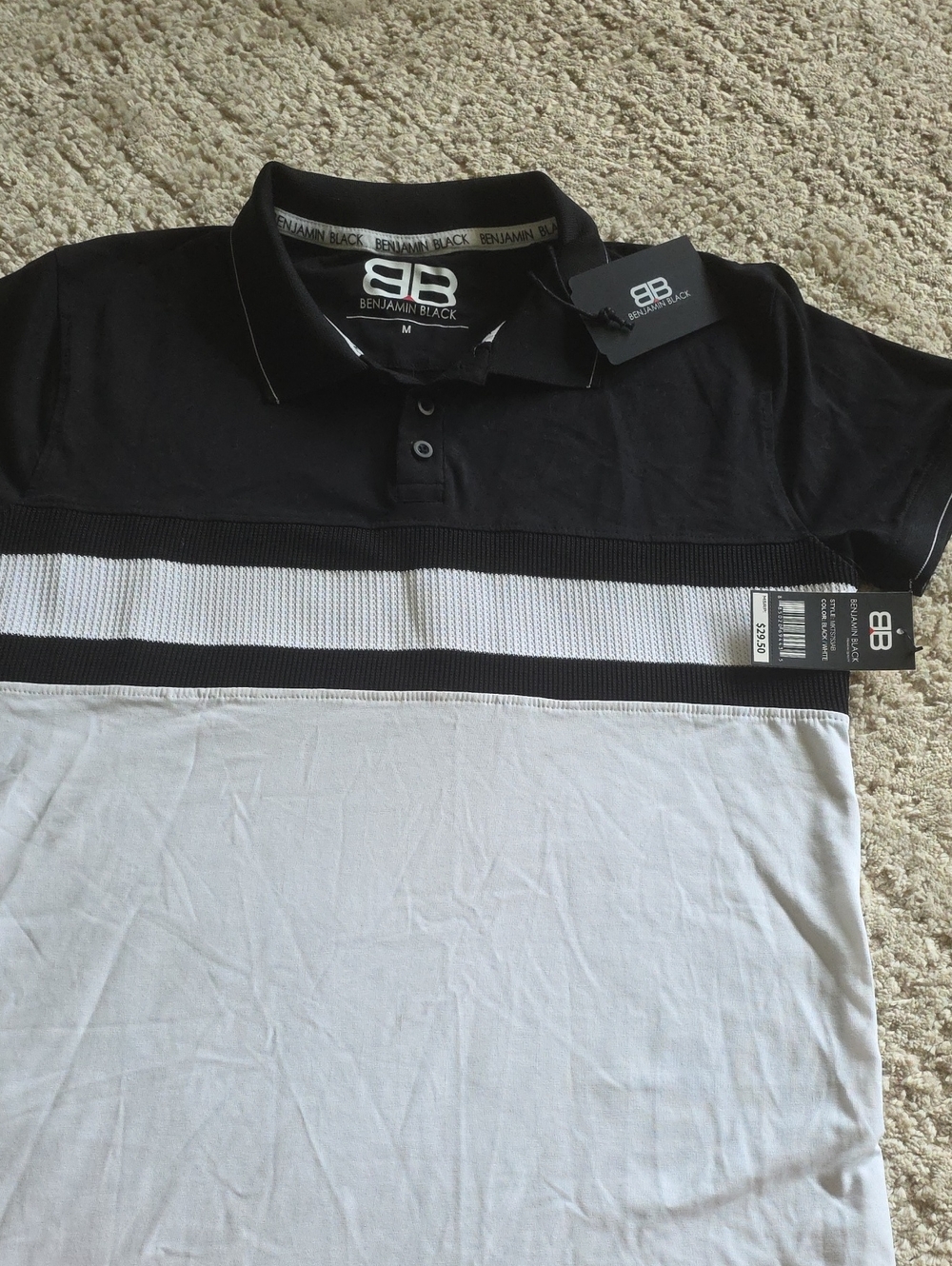 Black and White Block Polo Shirt